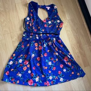 Candies blue flower print summer dress with belt size XL
